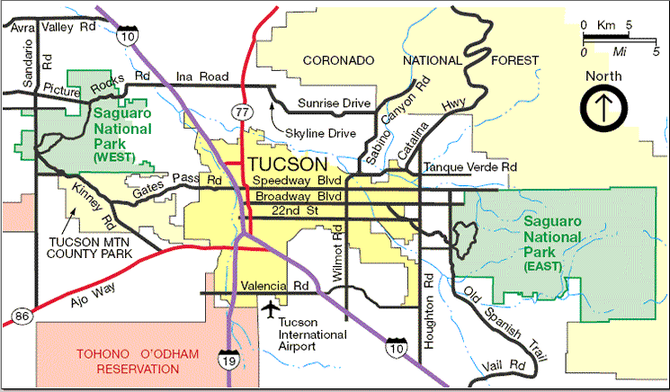 Saguaro National Park Area Park Map