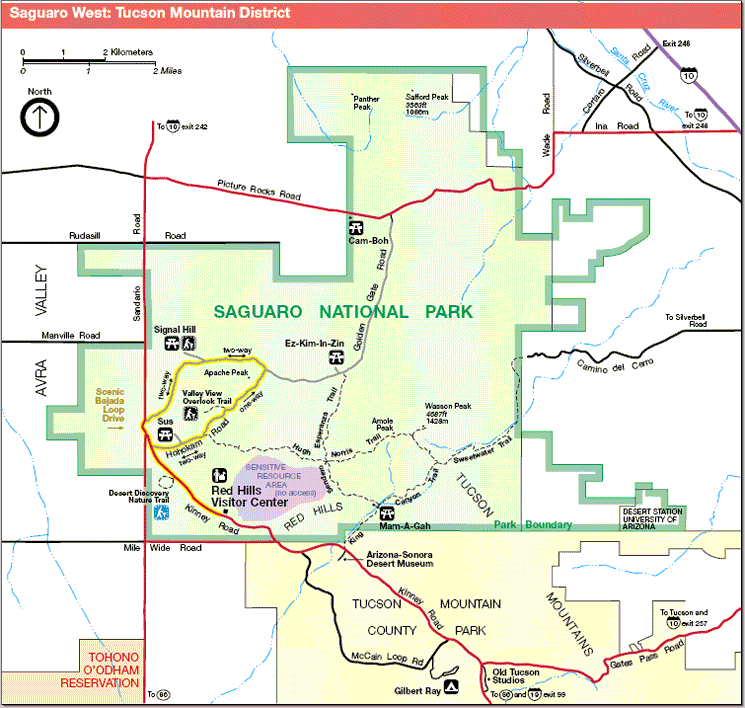 Saguaro National Park Western District Map
