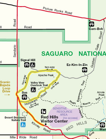 Saguaro West Bajada Loop Drive Map